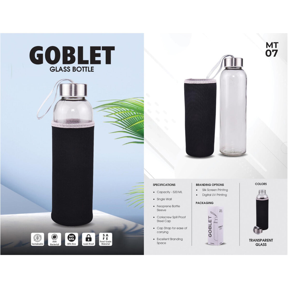 Urban Gear - Goblet Glass Bottle 520ml UG-07