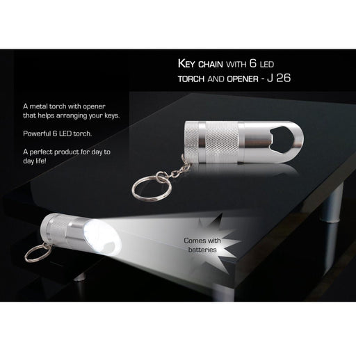Key Chain With 6 LED Torch And Opener - J26