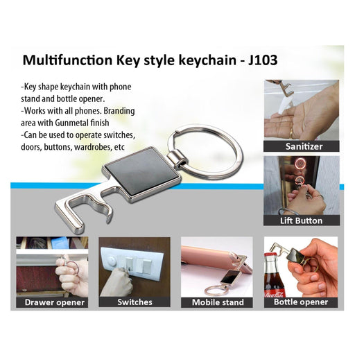 Key Style Keychain With Bottle Opener And Phone Holder - J103