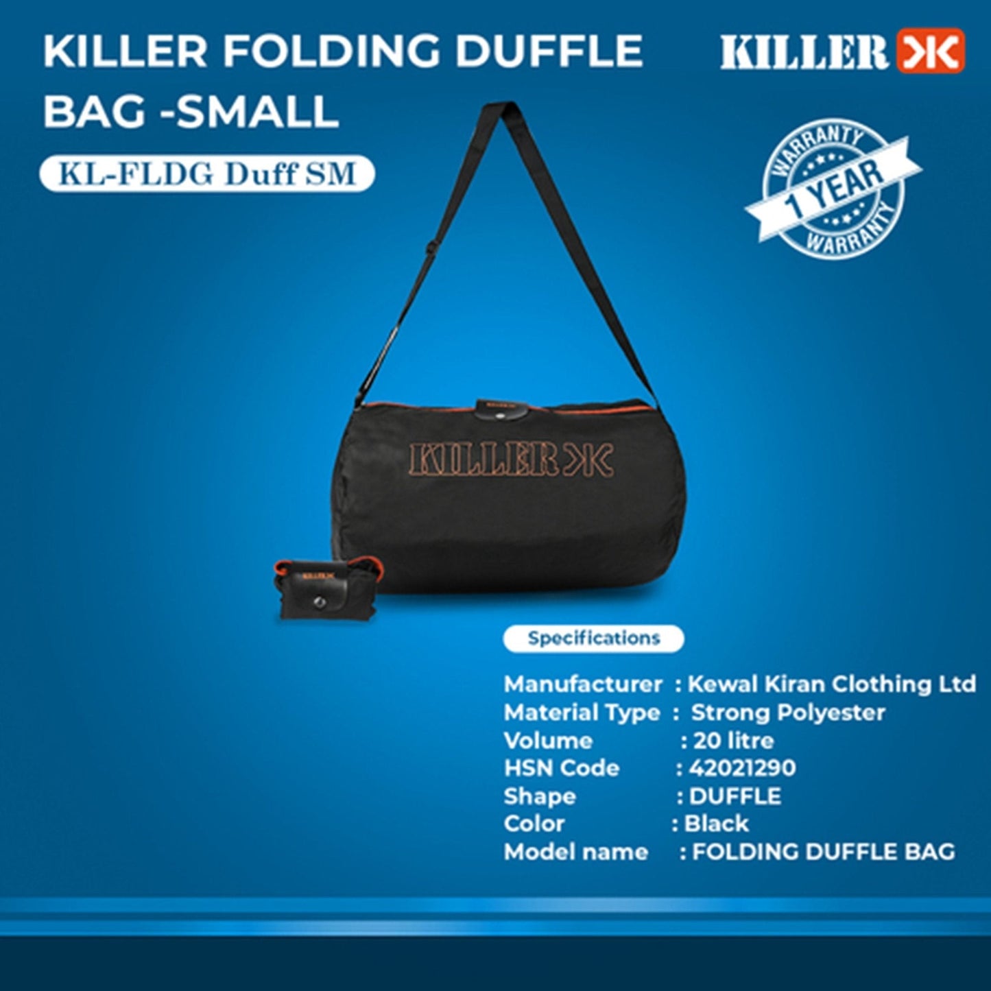 Killer Folding Duffle Bag - Small