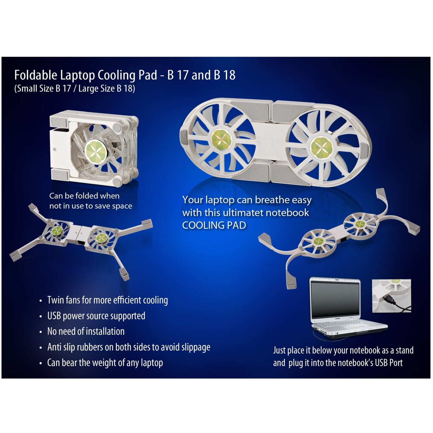 Laptop Stand With USB Fan (Large) - CB 18