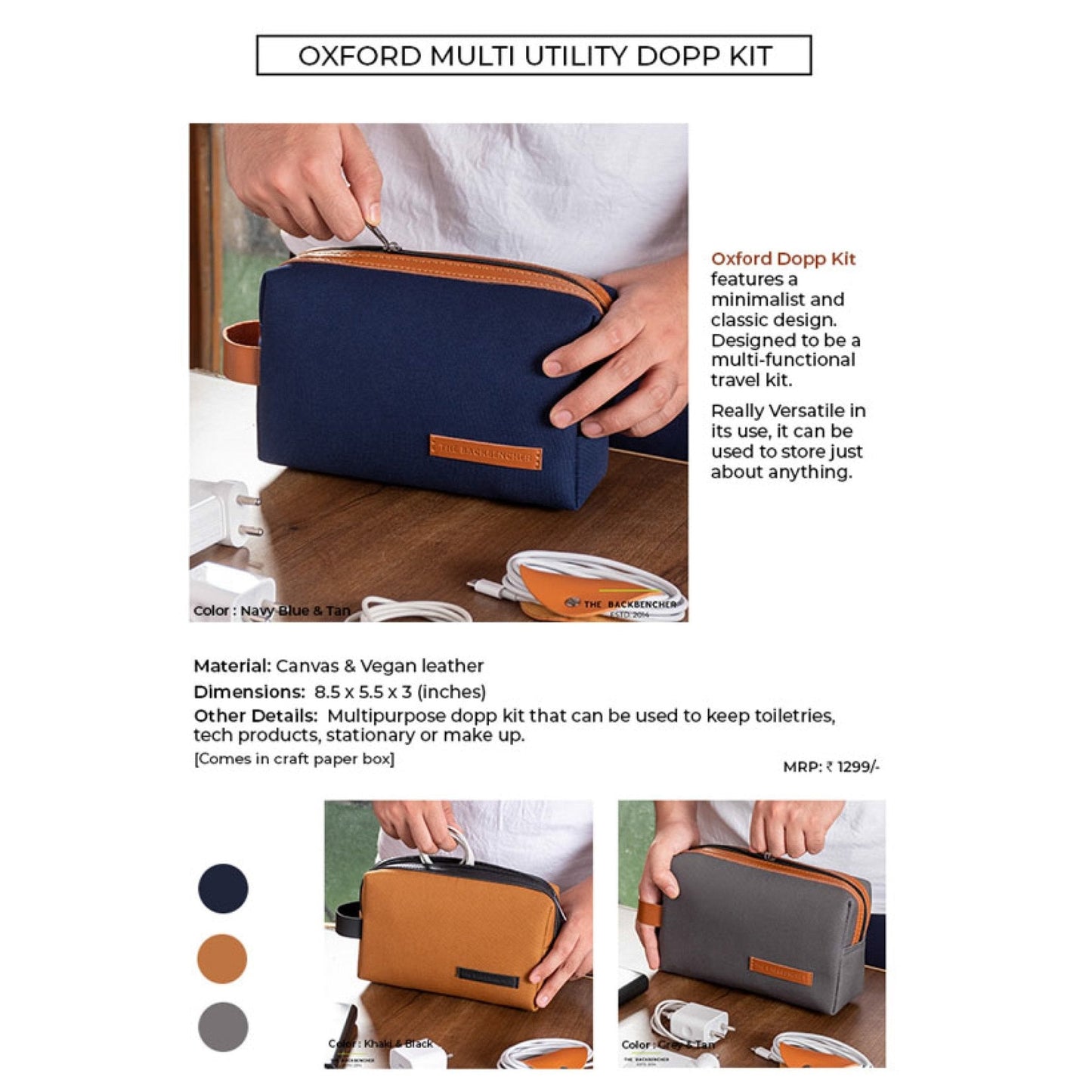 OXFORD MULTI UTILITY DOPP KIT - VEGAN LEATHER