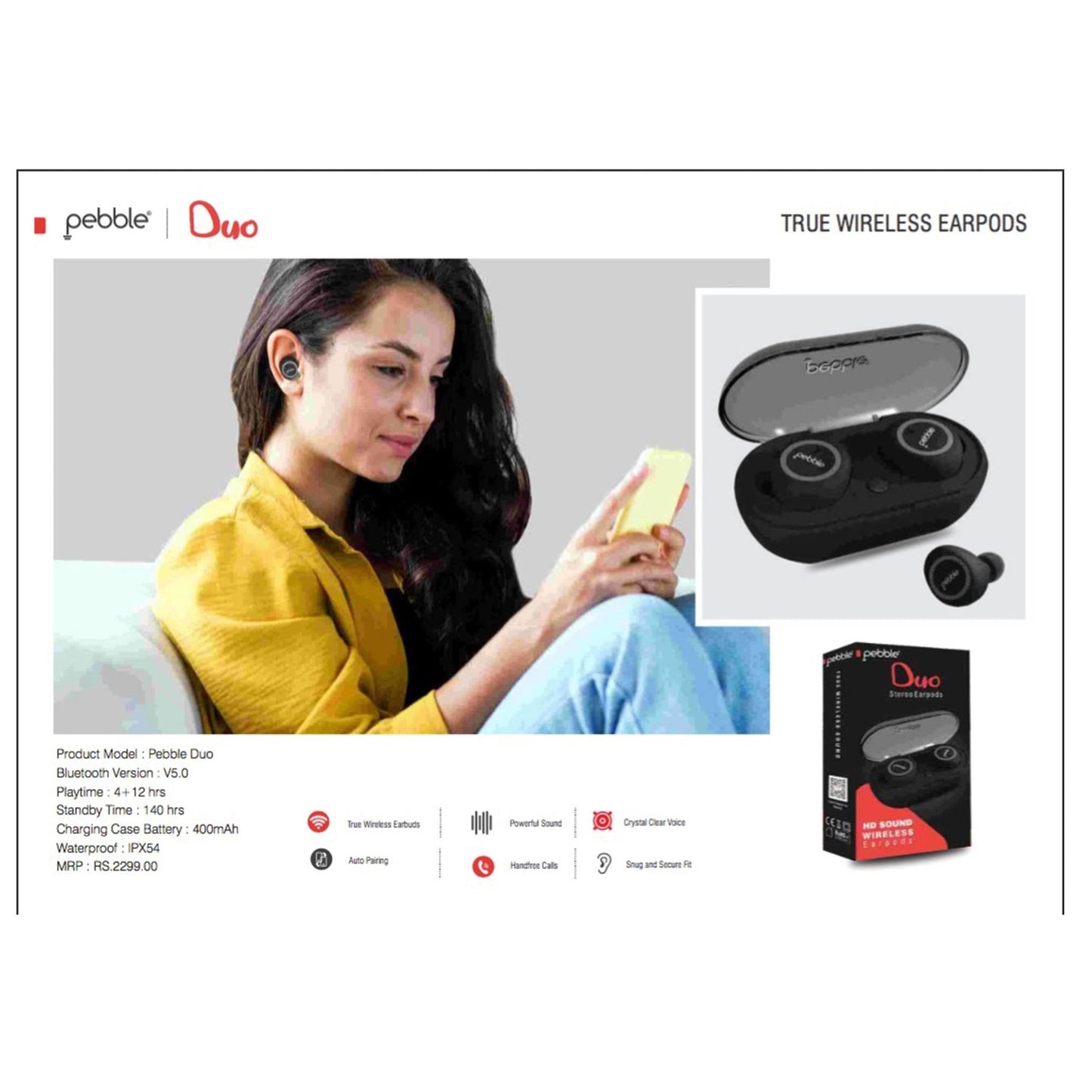 Pebble Duo Earpods with HD Sound