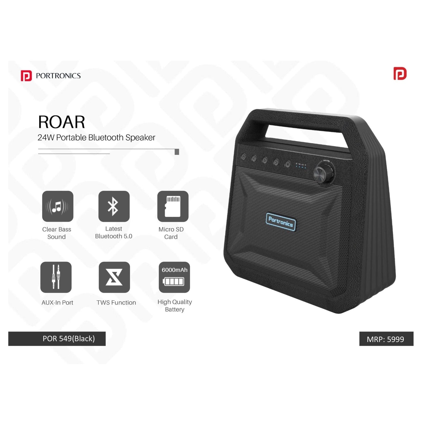 Portronics POR-549 ROAR 24 W Bluetooth Party Speaker - POR 549