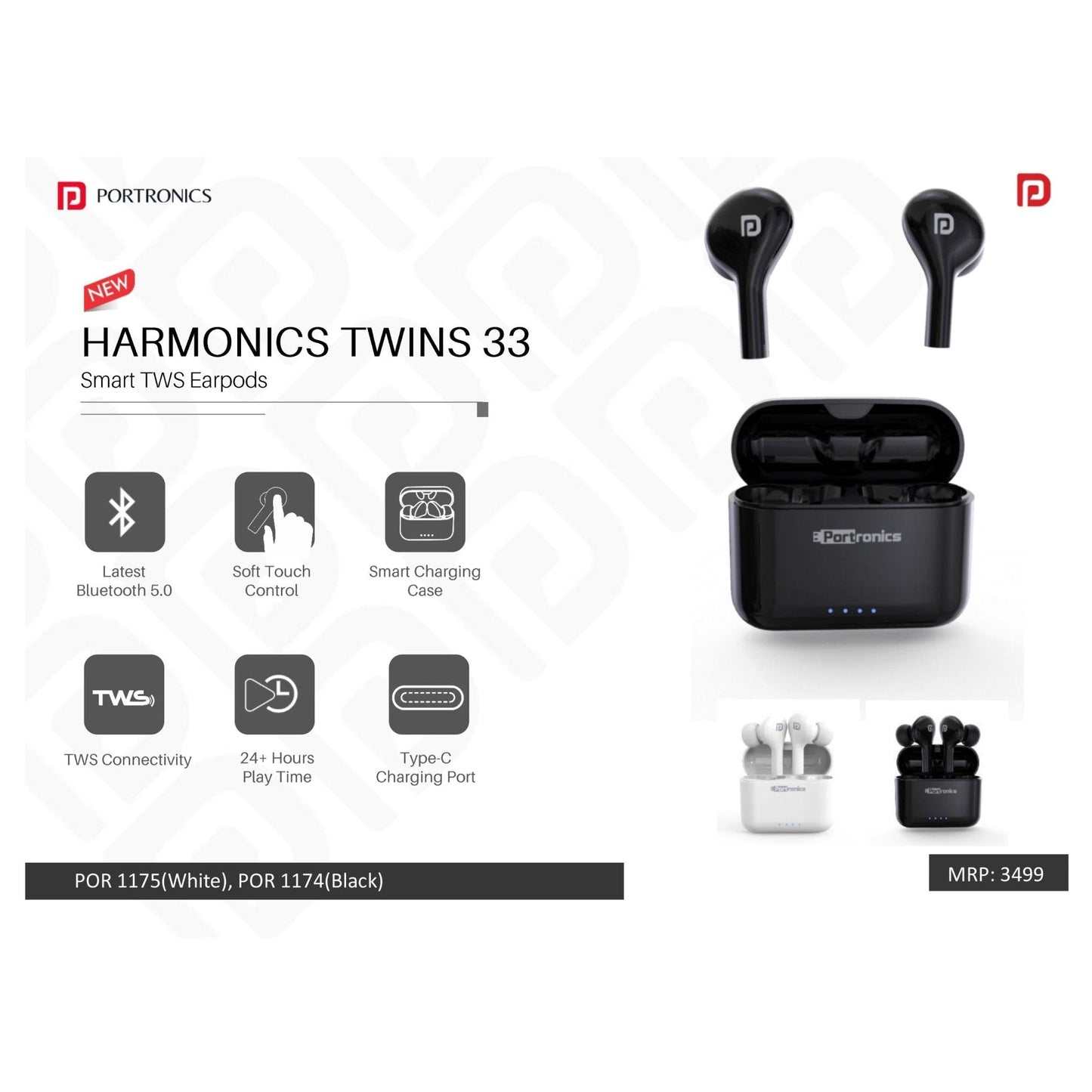 Portronics Smart TWS Earpods - POR 1175/1174