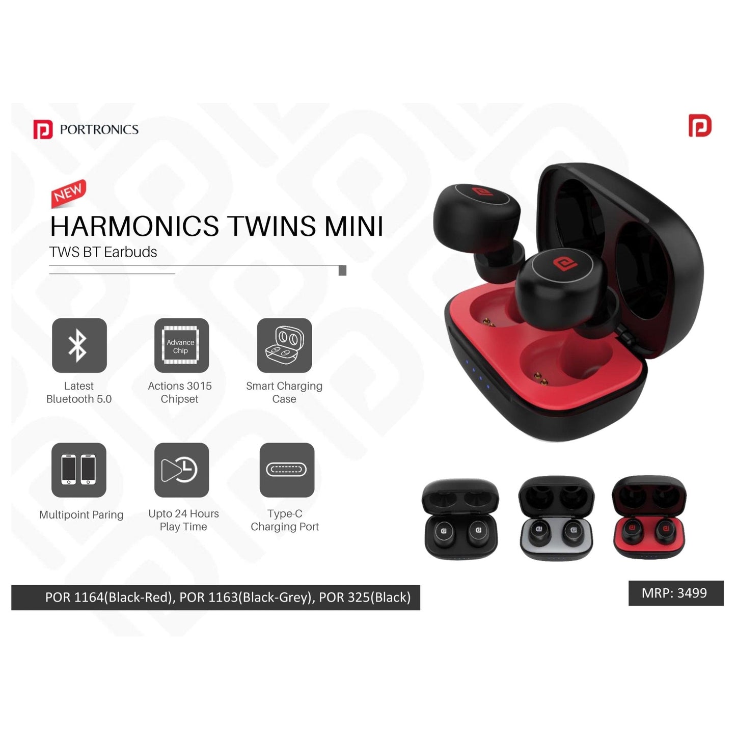 Portronics TWS BT Earbuds - POR 1164/1163/325