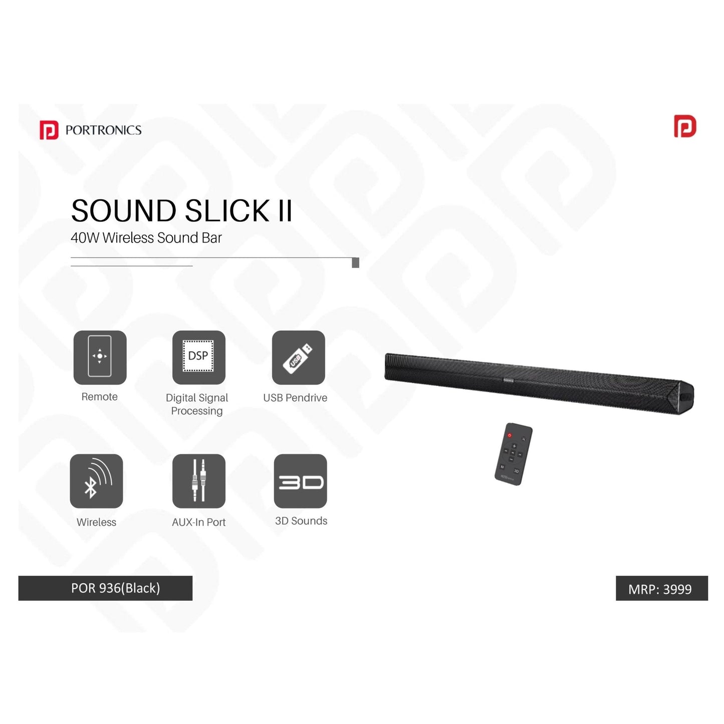 Portronics Wireless Sound Bar with Bluetooth - POR 936