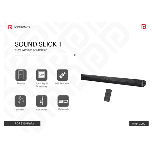 Portronics Wireless Sound Bar with Bluetooth - POR 936