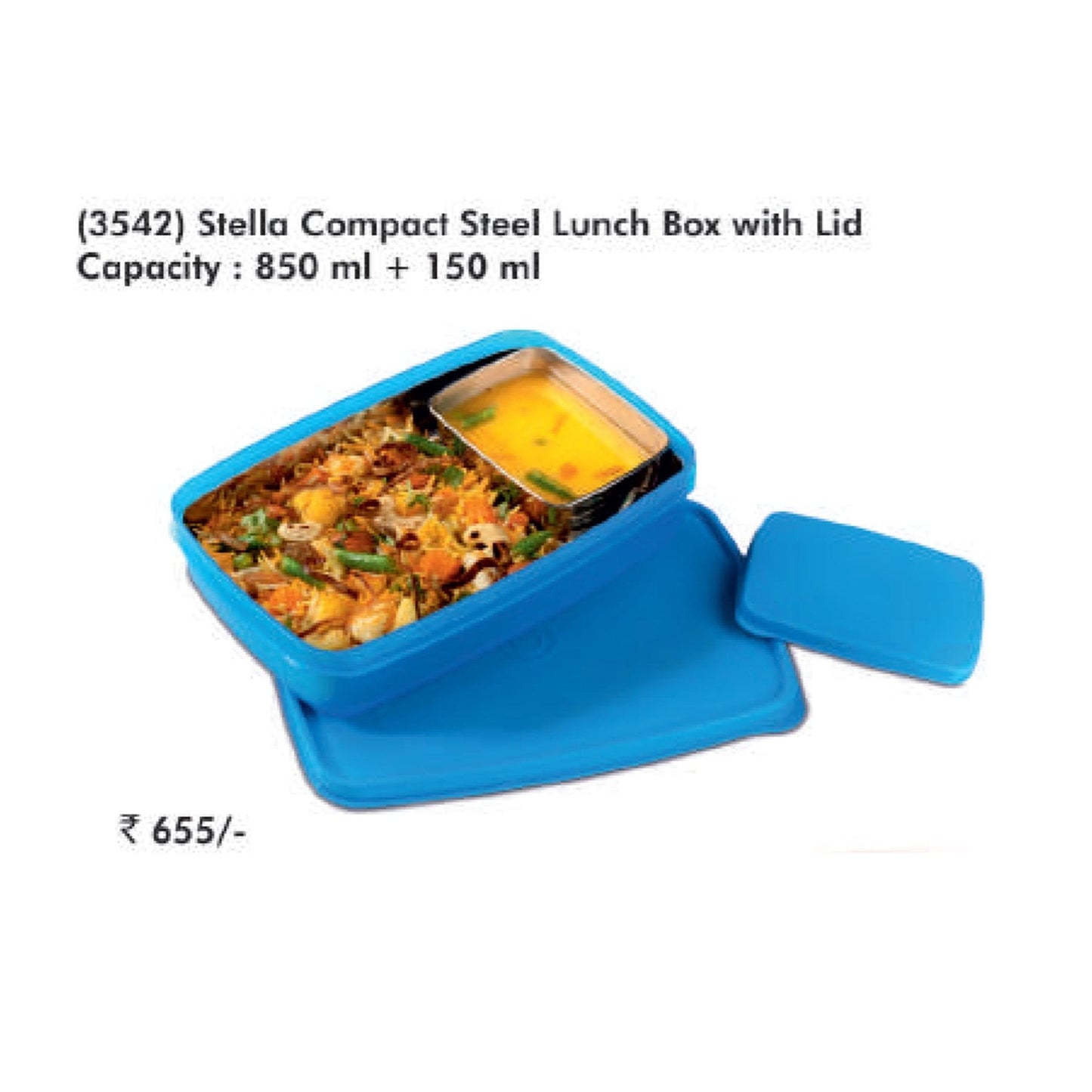 Signora Ware Stella Compact Steel Lunch Box with Lid Capacity - 3542