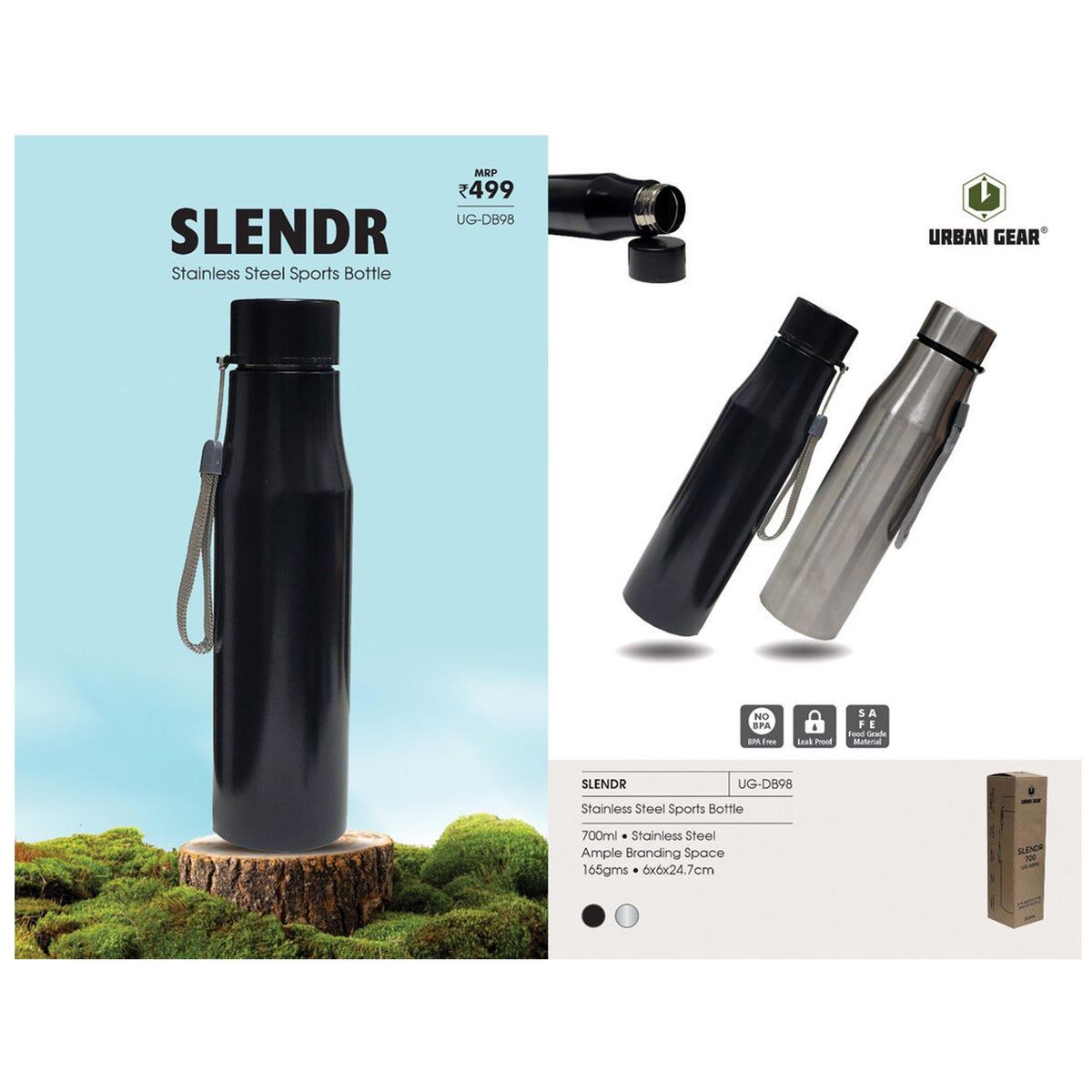 Urban Gear - Slendr Stainless Steel Bottle 700ml UG-DB98