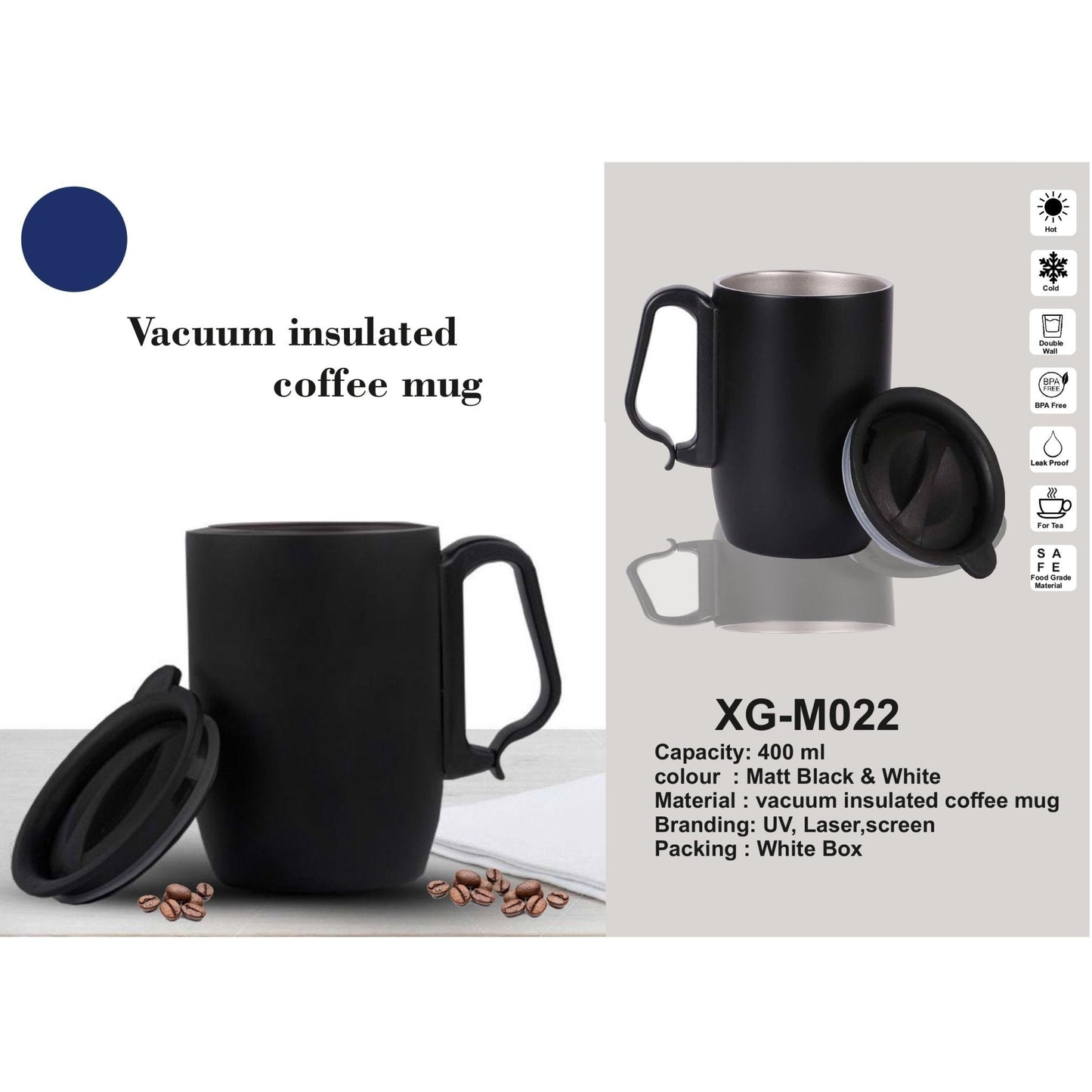 VACUUM HOT & COLD MUG WITH HANDLE - XG - M022