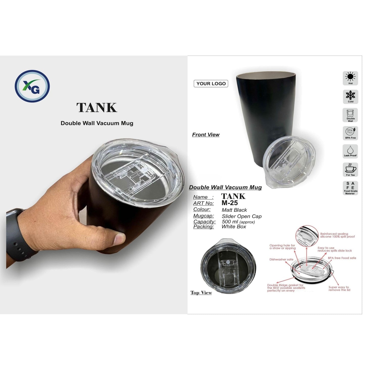 VACUUM HOT & COLD TANK MUG - XG - M025