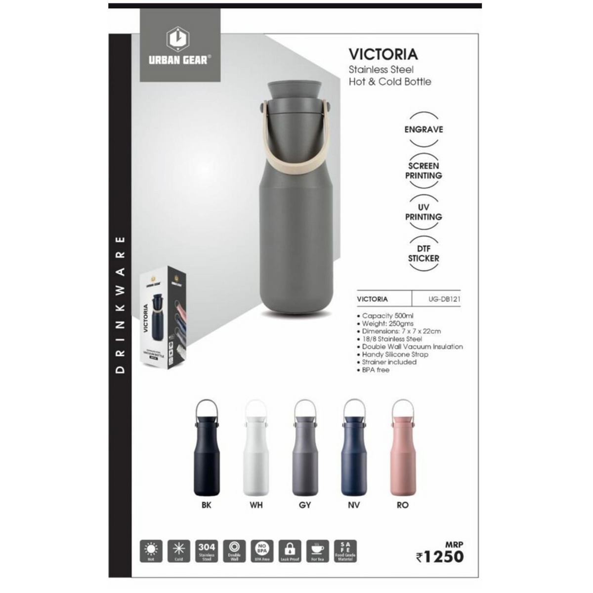 Urban Gear - Victoria Stainless Steel Hot n Cold Bottle 500ml UG-DB121