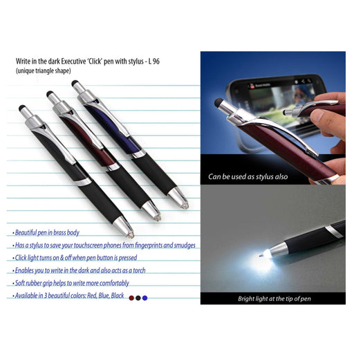 Write In The Dark Executive ‘Click’ Pen With Stylus - L 96