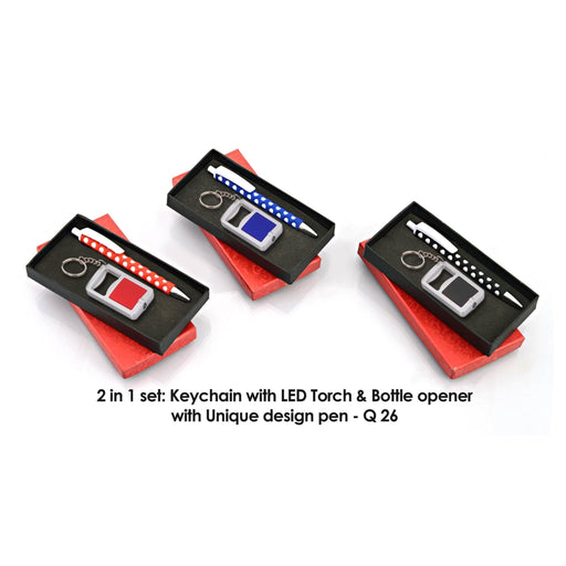 2 In 1 Set: Key Chain With Opener And Torch & Webbing Circle Pen - Q26