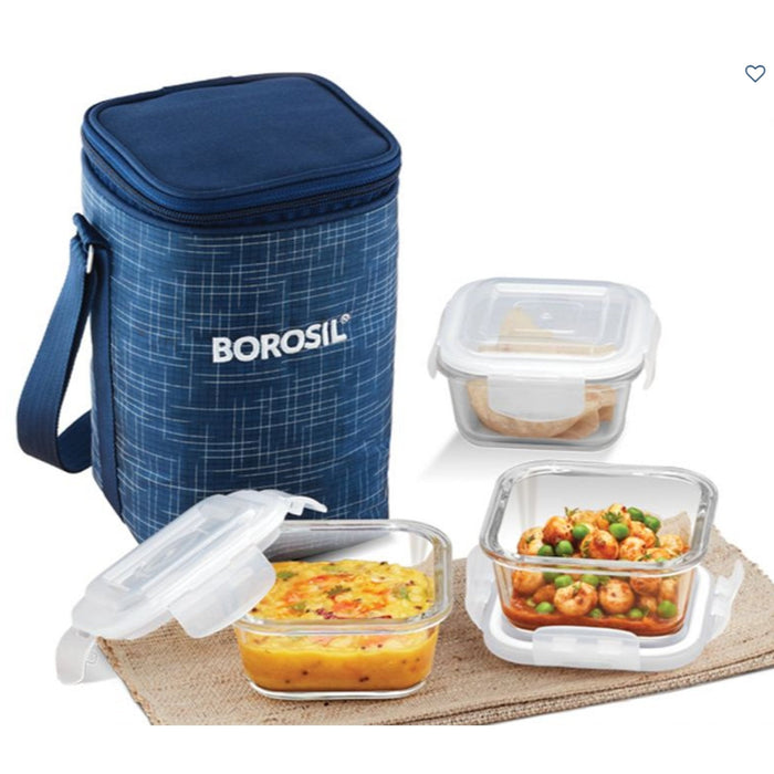 3 Square Microwavable Glass Lunch Box (D'sign) - ICYS3IND320