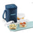 3 Square Microwavable Glass Lunch Box (Foodluck Blue) - ICYCSBSS320