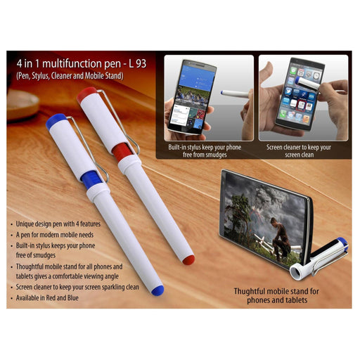 4 In 1 Multifunction Pen (Pen, Stylus, Cleaner And Mobile Stand) - L 93
