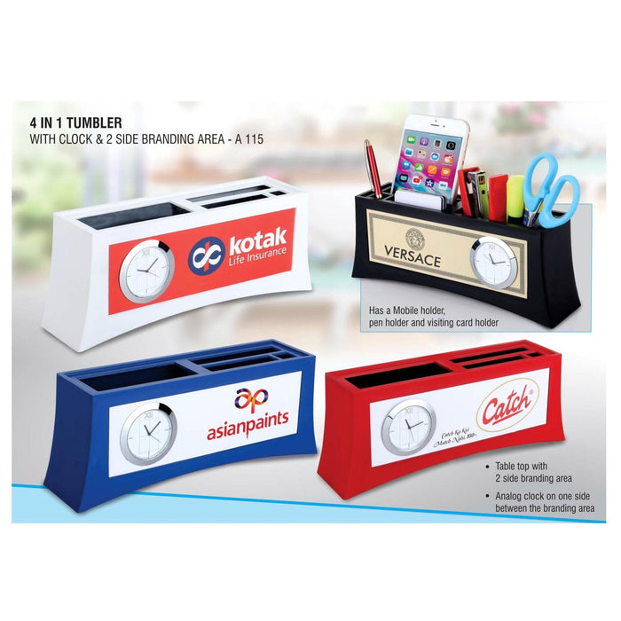 4 in 1 Tumbler with Clock & Two Side Branding Area - A 115
