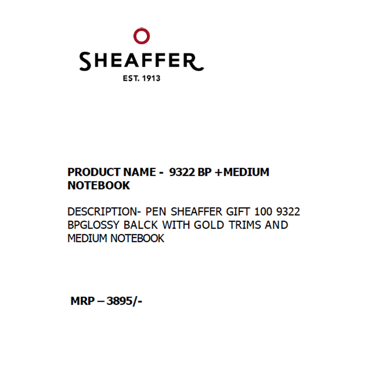 Sheaffer - 9322 Ball Pen + Medium Notebook