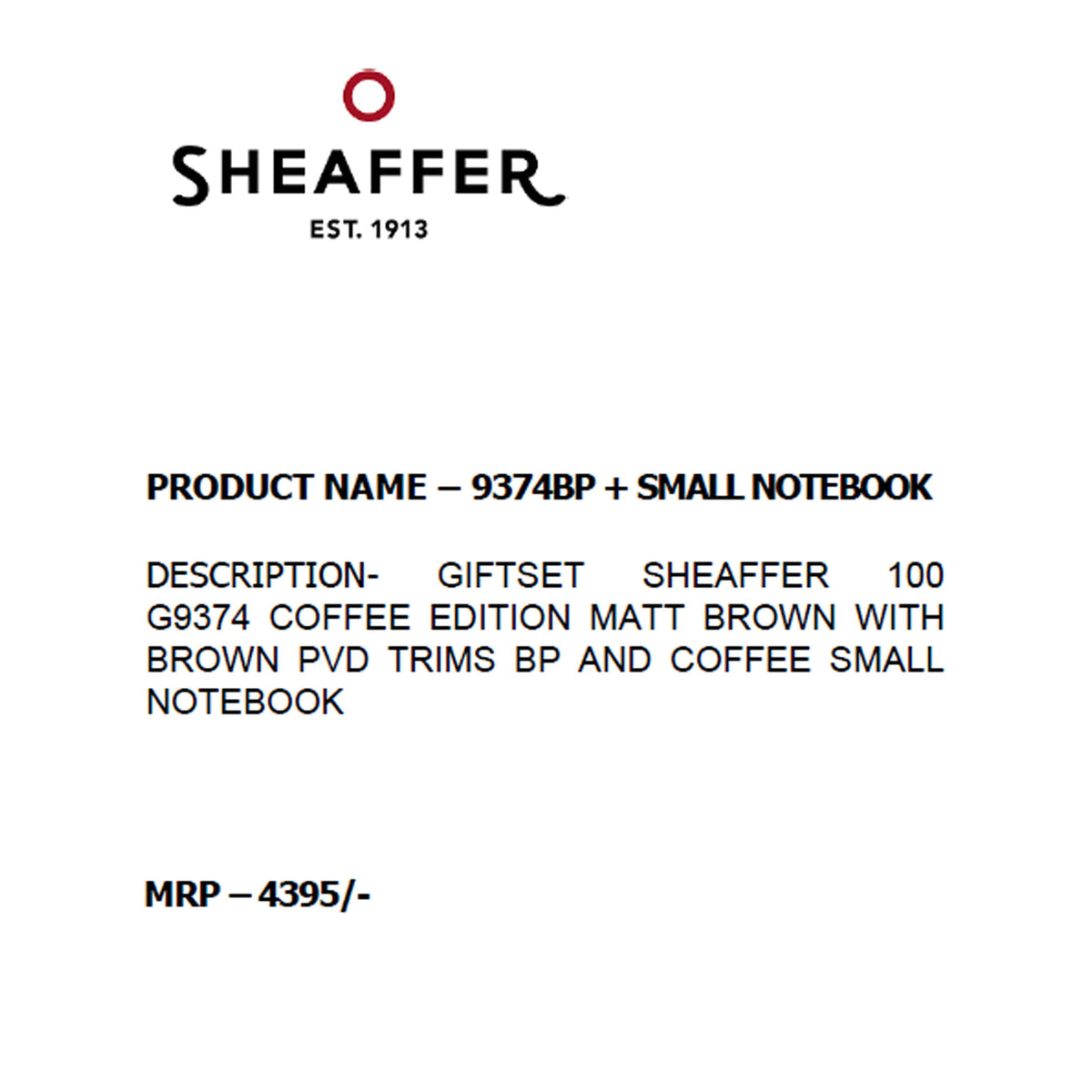 Sheaffer - 9374 Ball Pen + Small Notebook