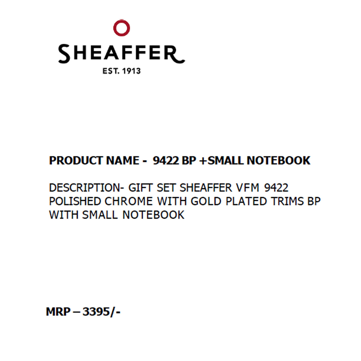 Sheaffer - 9422 Ball Pen + Small Notebook