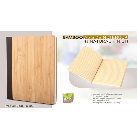 Bamboo A5 size notebook in natural finish - B 108