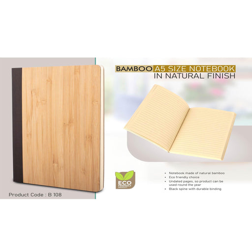 Bamboo A5 size notebook in natural finish - B 108