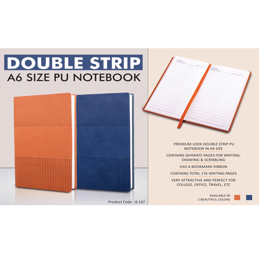 Double strip A6 size PU notebook -  B 137
