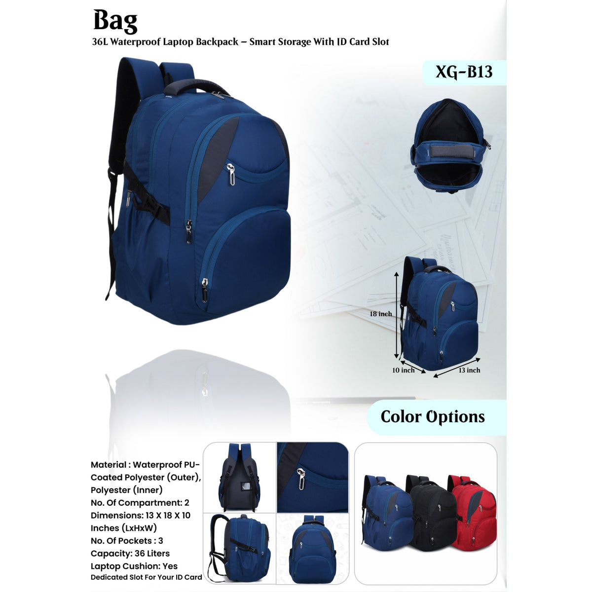 Waterproof Laptop Backpack - XG - B13