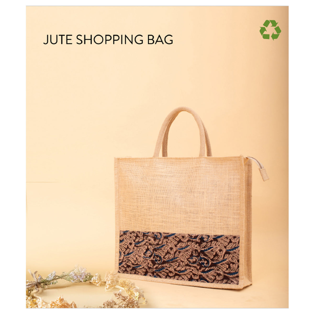 Oblique - Chestnut Jute Shopping Bag