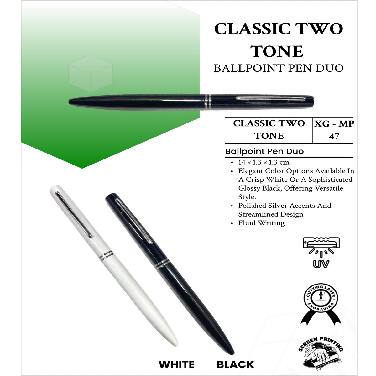 Classic Two Tone Ball Point Pen Duo - XG - MP47