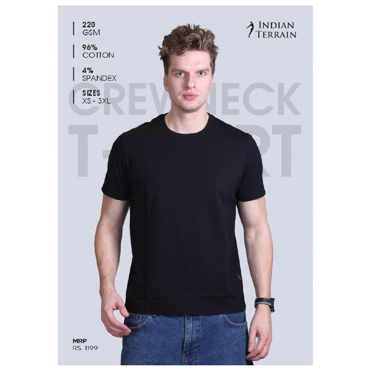 Indian Terrain - Classic Solid Crew Neck T-Shirt