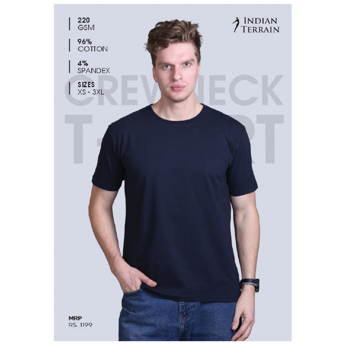Indian Terrain - Classic Solid Crew Neck T-Shirt
