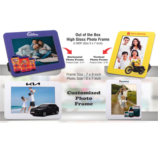 Out of the box High Gloss Photo Frame in MDF | With customized frame & insert | Photo size 5x7 inch | Vertical | MOQ 100 pcs- D 42