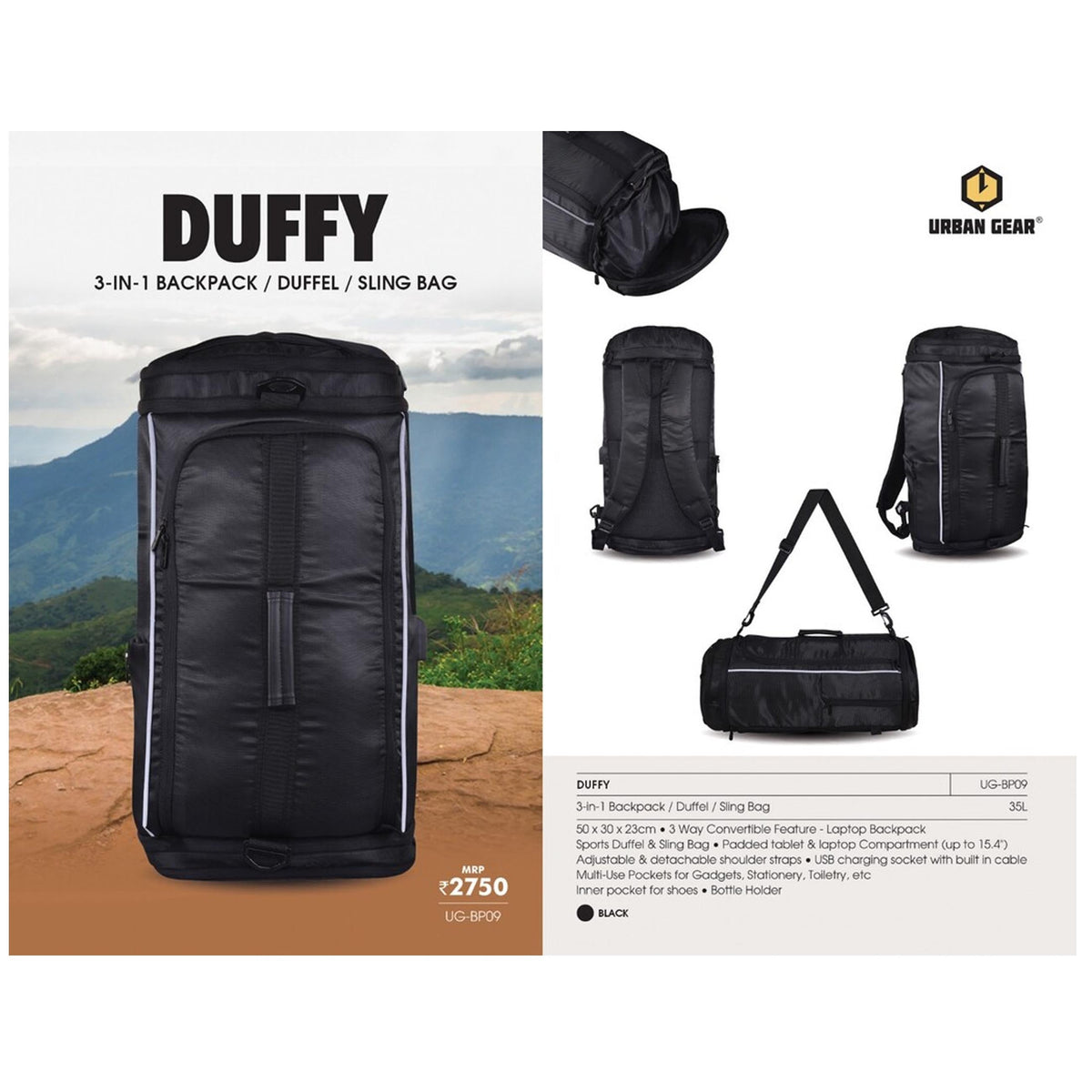 Urban Gear - Duffy 3-in-1 Convertible Bag UG-BP09