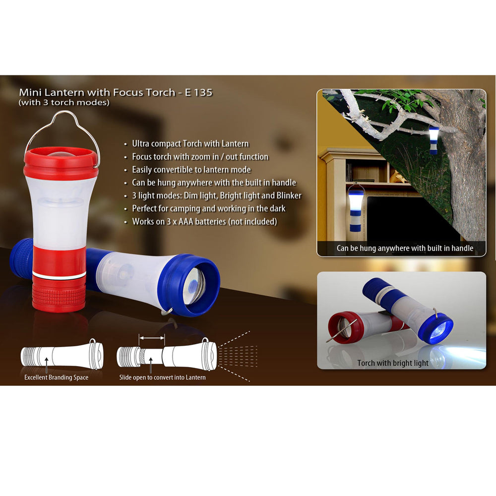 Mini Lantern with focus torch (with 3 torch modes)  -  E 135