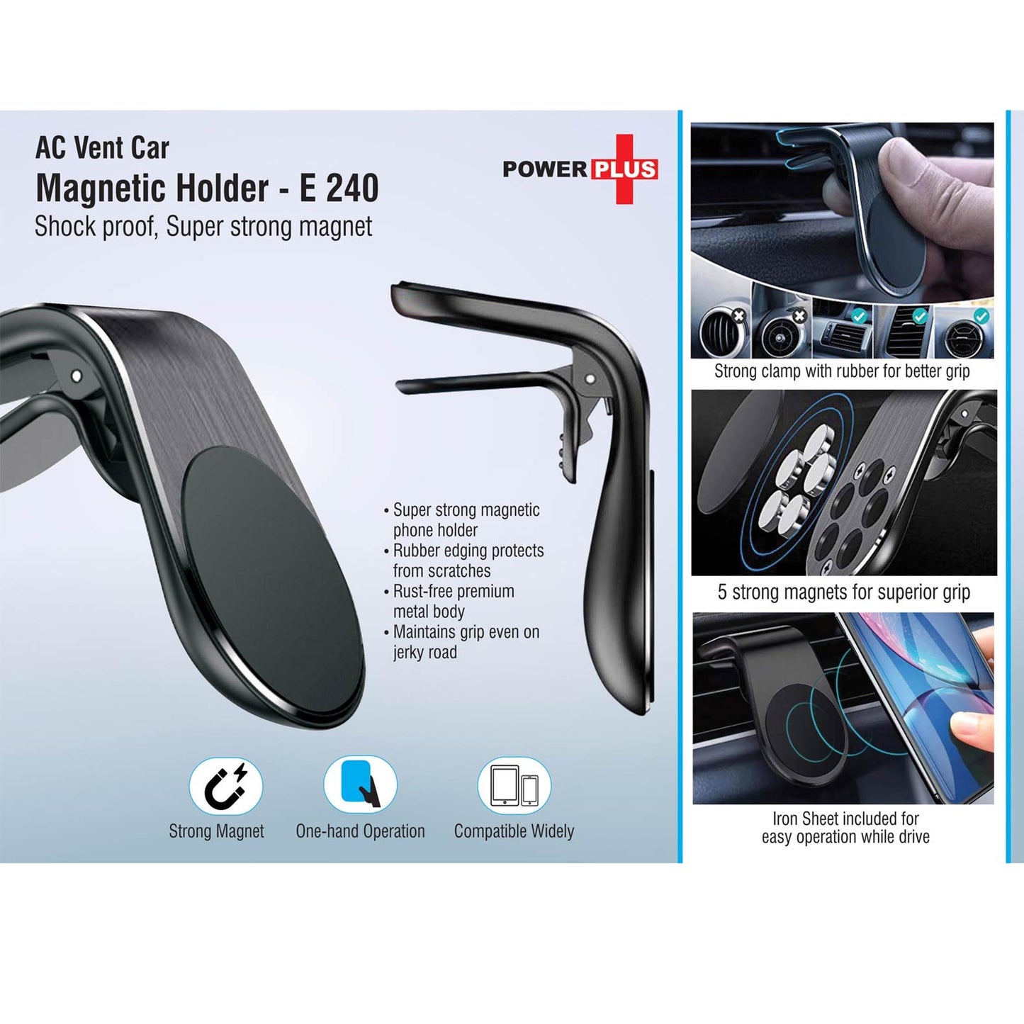 AC vent car magnetic holder | Shock proof | Super strong magnet   -  E 240