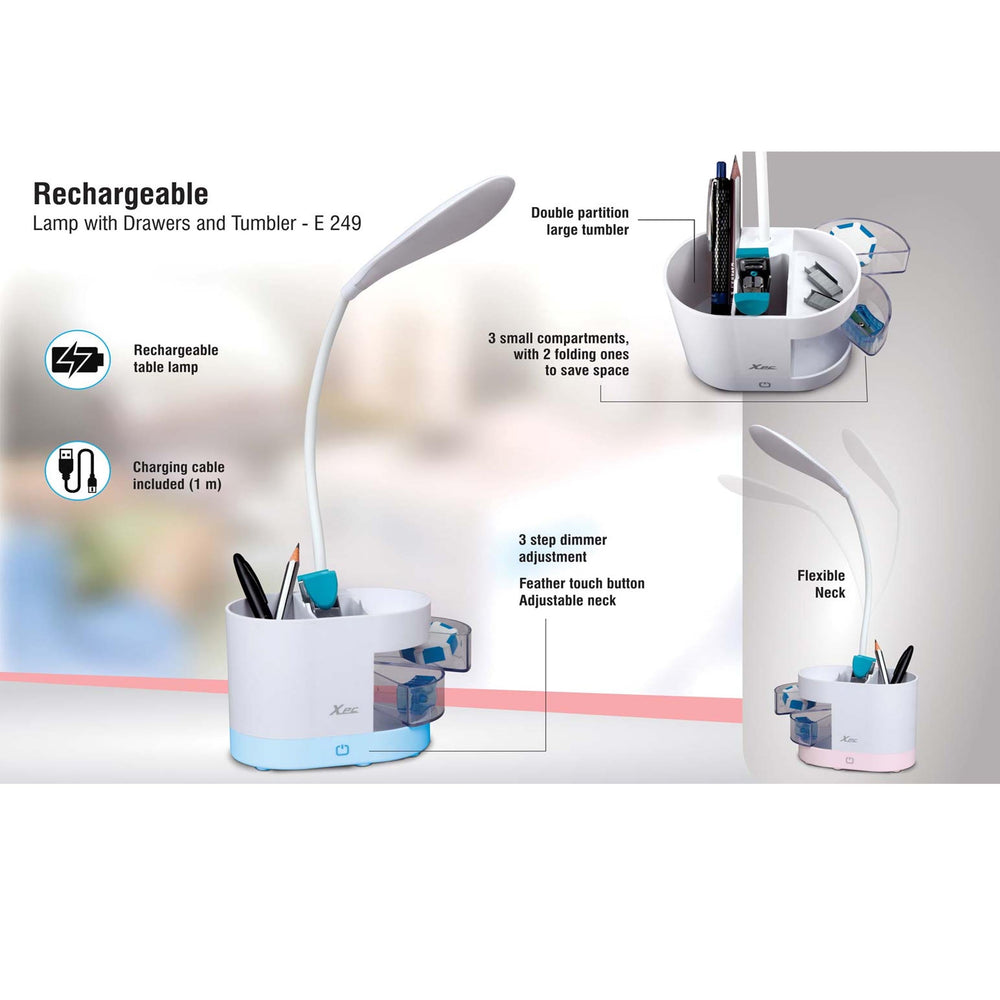 Rechargeable lamp with drawers and Tumbler -  E 249