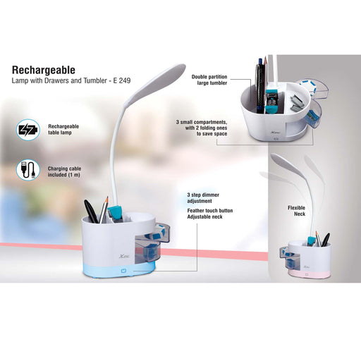 Rechargeable lamp with drawers and Tumbler -  E 249