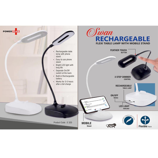 Rechargeable Flexi table lamp with Mobile stand | 3 step dimmer control | Feather Touch button - -  E 320