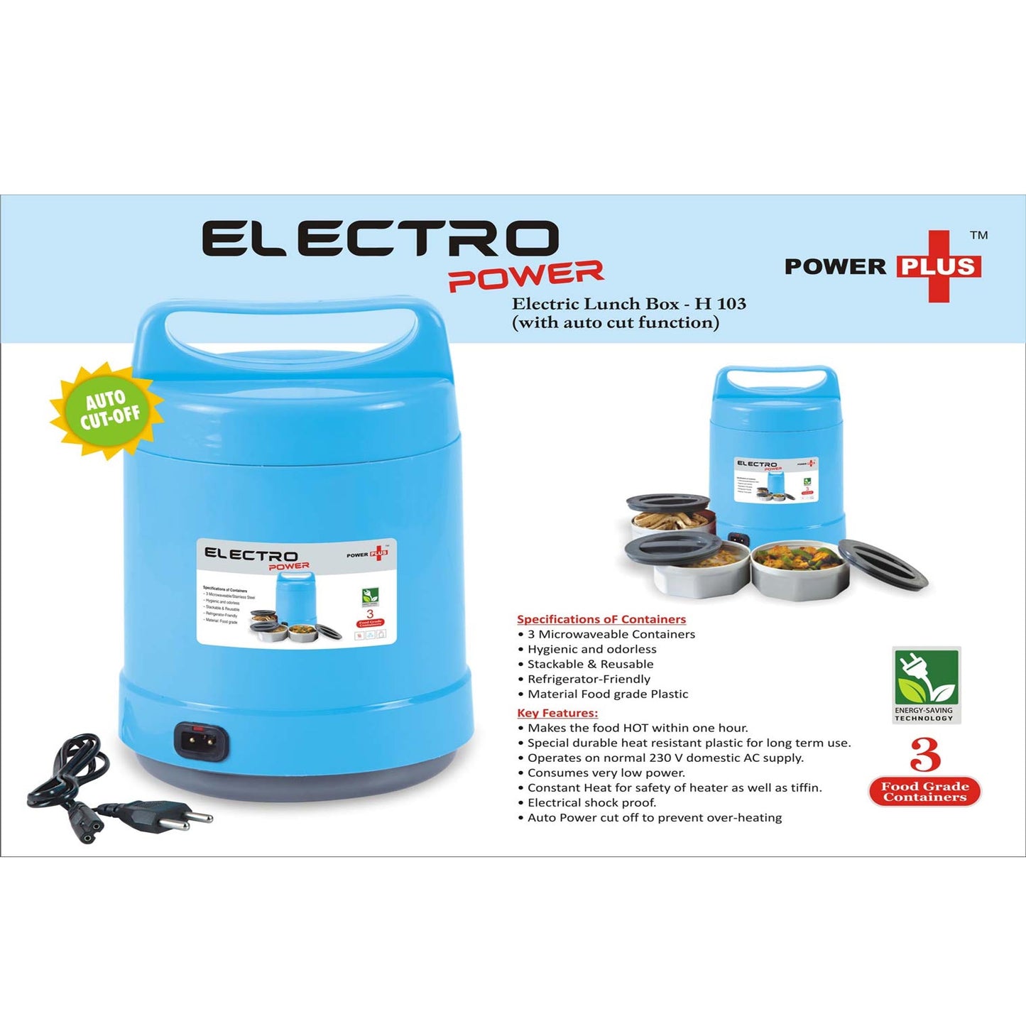 Electro Power: Electric Lunch box with Auto-cut function  - H 103