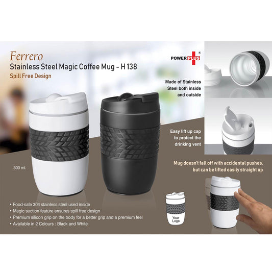 Ferrero Stainless Steel Magic Coffee Mug (300 ml approx) (Spill free design)  - H 138