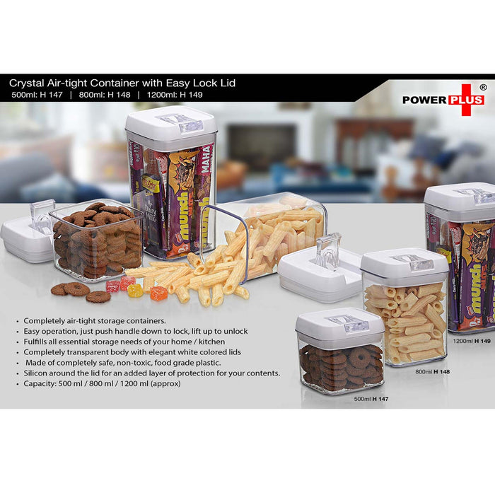 Crystal Air-tight Container with Easy Lock Lid (500 ml) by Power Plus - H 147