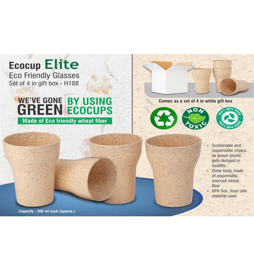 EcoCup Elite: Eco Friendly Glasses | Set of 4 in gift box  - H 188