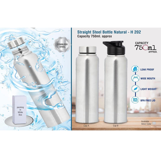 Straight steel bottle Natural  -  H 202