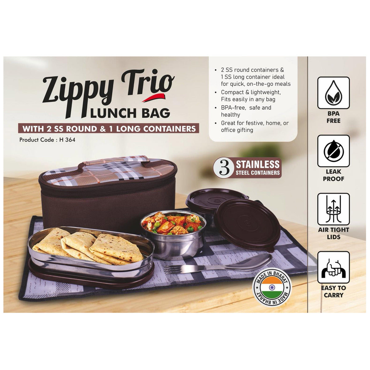 Power Plus - Zippy Trio Lunch Bag - H 364