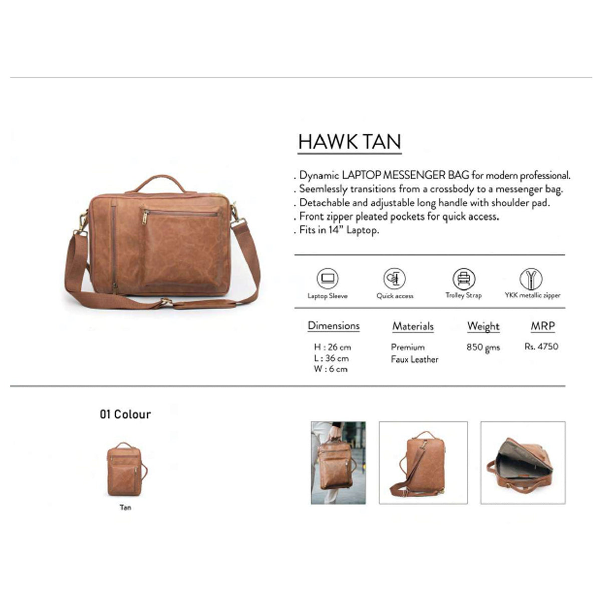 Oblique - Hawk Tan - Laptop Bag