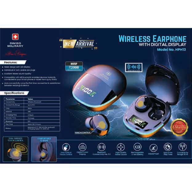 SWISS MILITARY- WIRELESS EARPHONE - HPH13