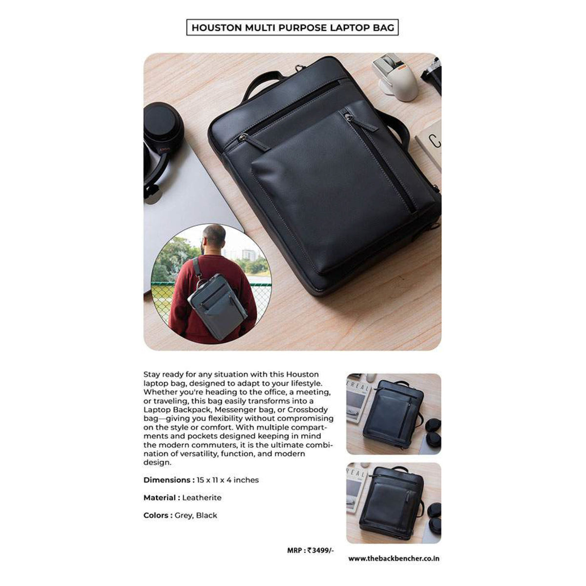 The Back Bencher - Houston Multipurpose Laptop Bag